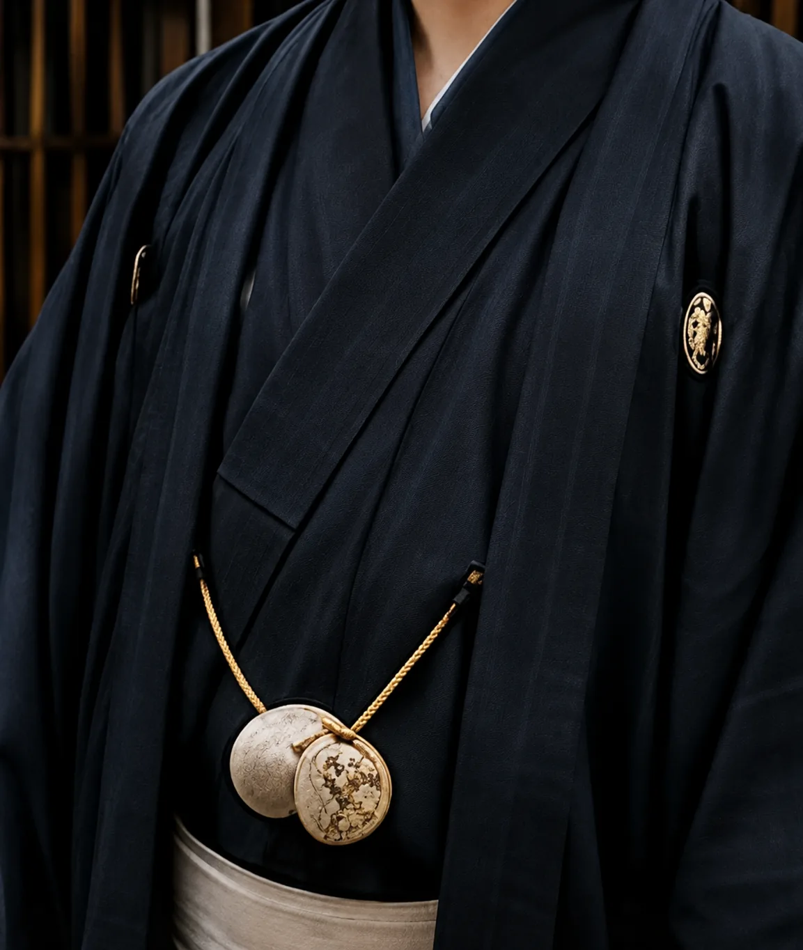 男性着物の胸元