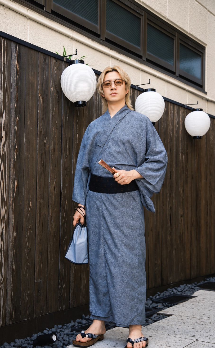 男性着物の全身姿